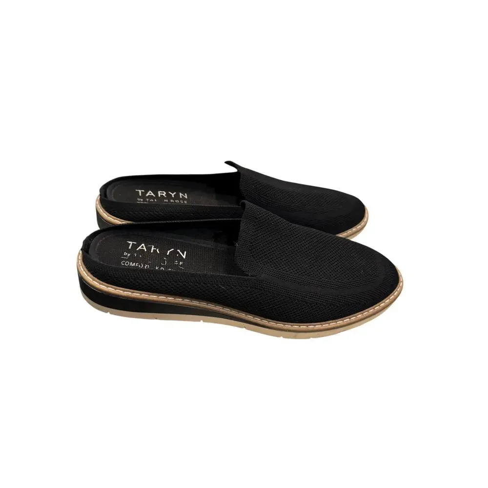 Taryn Rose Knit Slip On Mule Loafers Black Women’s 9.5